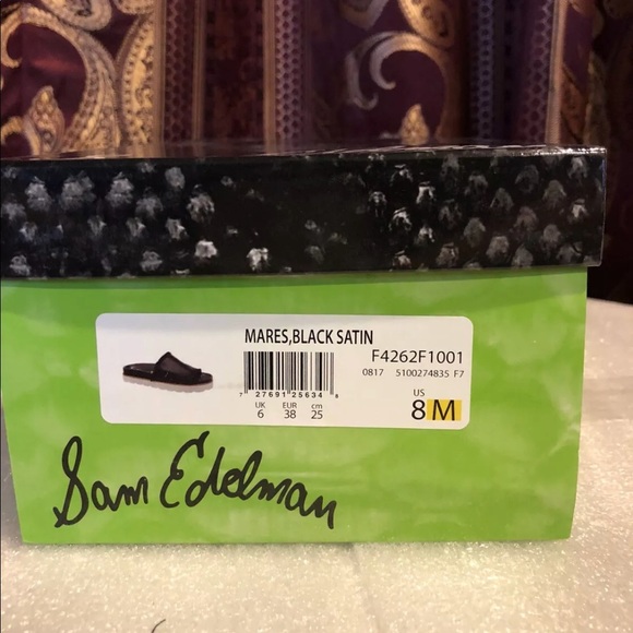 Sam Edelman Mares Satin Adjustable Slides, Black 8 - Picture 8 of 8